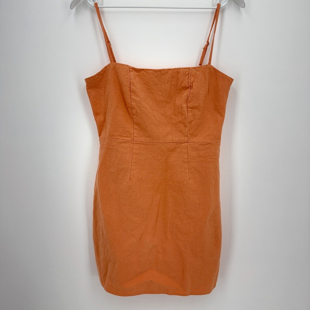 Nasty  US‎ 4 Gal Collection Orange Textured Square Neck Mini Dress